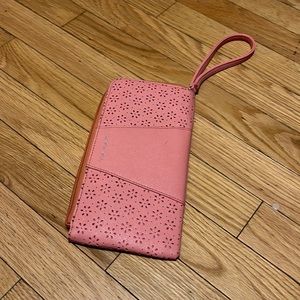 Peach/light pink wristlet